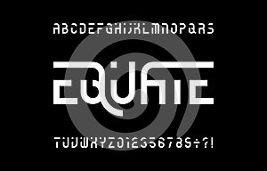 Equate alphabet font. Simple letters and numbers for your logo or emblem. photo
