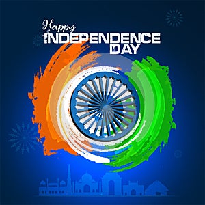 Independence Day of India tricolour on dark Background photo
