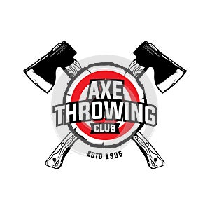Axe Throwing Club wood target logo design photo
