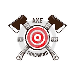 Axe Throwing Club wood target logo design photo