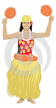 hula hawaii dance dancer girl woman traditional clothing vector illustration transparent background