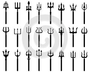 Black silhouettes of tridents