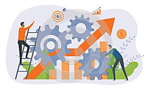 Business team process working management strategy for business marketing graph target. With People team working collaboration