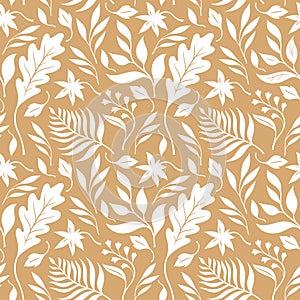 Atumn leaves, seamless illustration. Vector pattern, fabric design photo