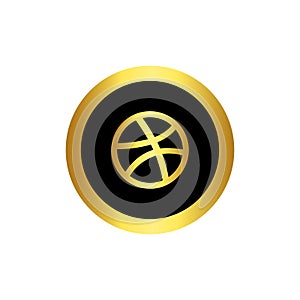 Dribble gold logo type vector