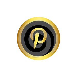 Gold coloured pinterest logo icon