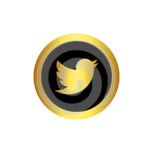 Gold rounded twitter logo icon