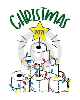 Christmas 2021 - Funny greeting card for Christmas in covid-19 pandemic self isolated period.