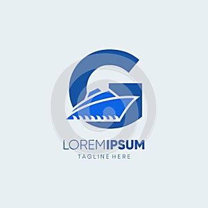 Letter G Initial Ship Logo Design Vector Icon Graphic Illustration