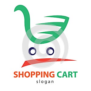 Shopping cart online purchase super market logo icon vector.