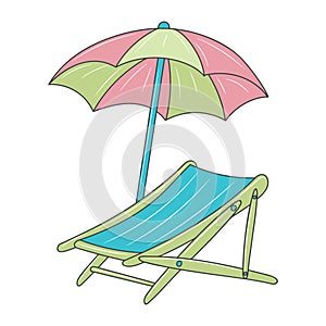 Beach Chair Line art colored vector illustration,