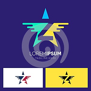 Letter Z Star or with Wing Logo Design Vector Icon Graphic Emblem Illustration