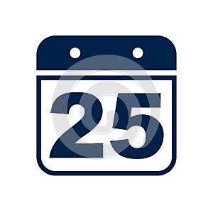 Calendar 25 icon logo vector design illustration, isolated on white background.