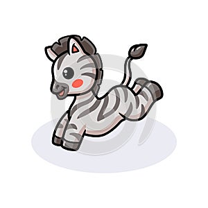 Cute baby zebra cartoon jumping