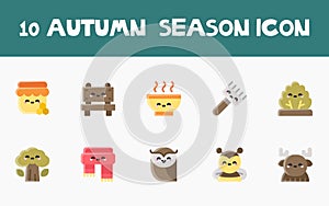 Cute Autumn Season Icon Set 11