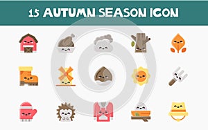 Cute Autumn Season Icon Set 10
