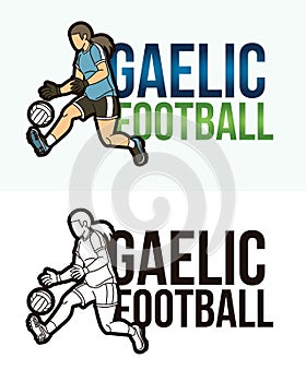 Gaelic Football Text with Sport Player Graphic Vector photo