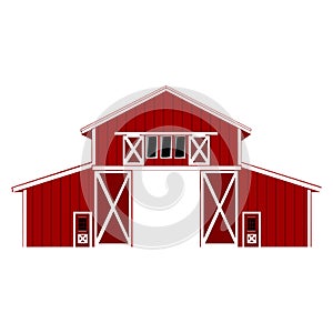 Red Barn house illustration Vector on white background