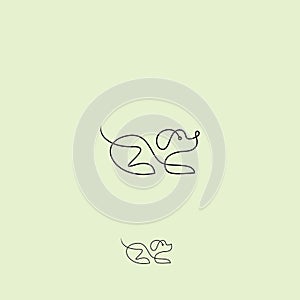Line art dog logo design vector template