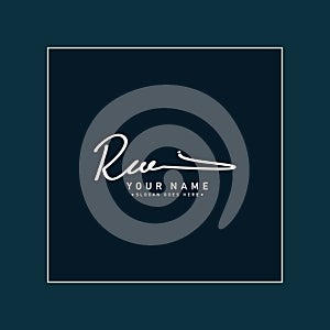 Initial Letter RW Logo - Handwritten Signature Style Logo photo