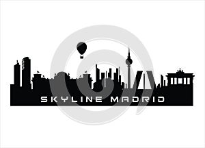 Madrid skyline horizontal banner Black silhouette of Madrid Spain Vector template