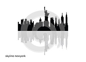 New York skyline horizontal banner Black silhouette of New York Vector template