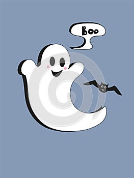 Cute ghost with bats