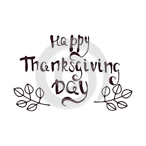 Isolated handwritten thanksgiving lettering