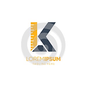 Letter K Ruler Logo Design Vector Graphic Icon