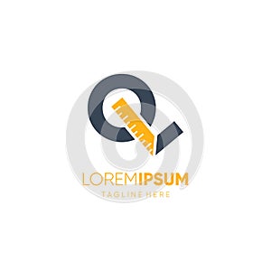Letter Q Ruler Logo Design Vector Graphic Icon