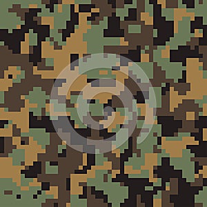 Digital camouflage seamless pattern. Modern military ornament for fabric and fashion textile print. Urban vector camo