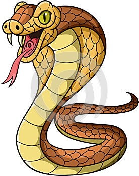 Cartoon king cobra snake on white background