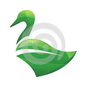 Vector Logo Illustration Duck Leaf Dual Meaning Style