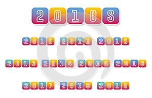 2010s Year Labels | Millennial Graphics | Timeline Clipart and Calendar Headers | Reunion Banners | App Styled Icons