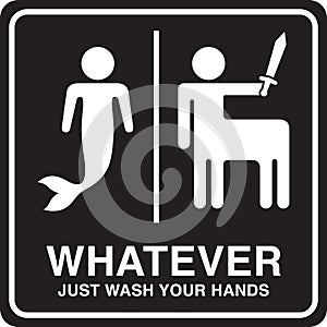 Humorous Gender Neutral Restroom Sign | Signage for All Gender Bathrooms | Funny Genderless Toilet Design | Mermaid & Centaur WC photo