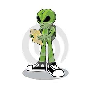 Green alien character design illustration