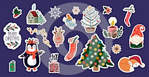 Christmas winter stickers collection with seasonal winter design