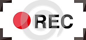 Recording sign icon. Red logo camera video recording symbol. vector.