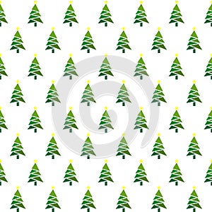 Seamless pattern with fir trees icon. Green ecological sign.