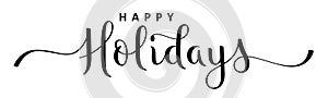 HAPPY HOLIDAYS black brush calligraphy banner