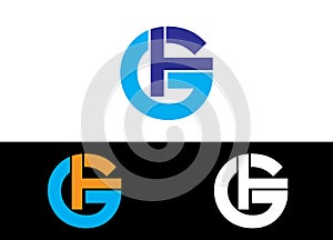 Initial Letter GF Logo or Icon Design Vector Image Template