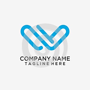 Letter W line logo design