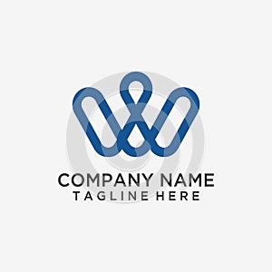 Letter W line logo design