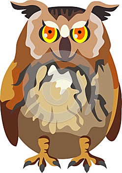Funy Baby Owl Cartoon Animal Vector photo
