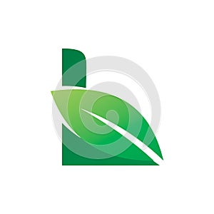 Green nature leaf initial letter l logo design