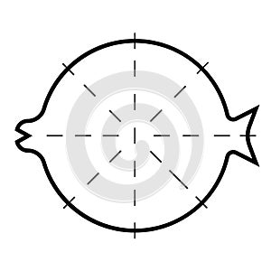 line art fish icon vector