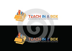 Teach in a Box Logo or Icon Design Vector Image Template