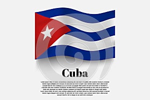 Cuba flag waving form on gray background. Vector illustration