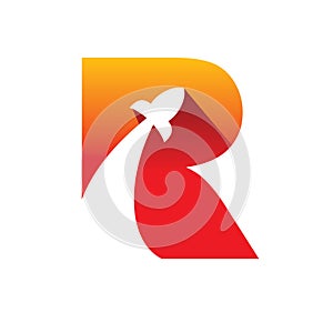Red initial r letter rocket logo design