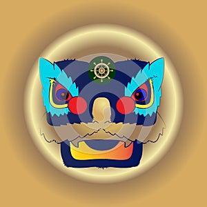 Chinese Lion Dance Full Body Illustration